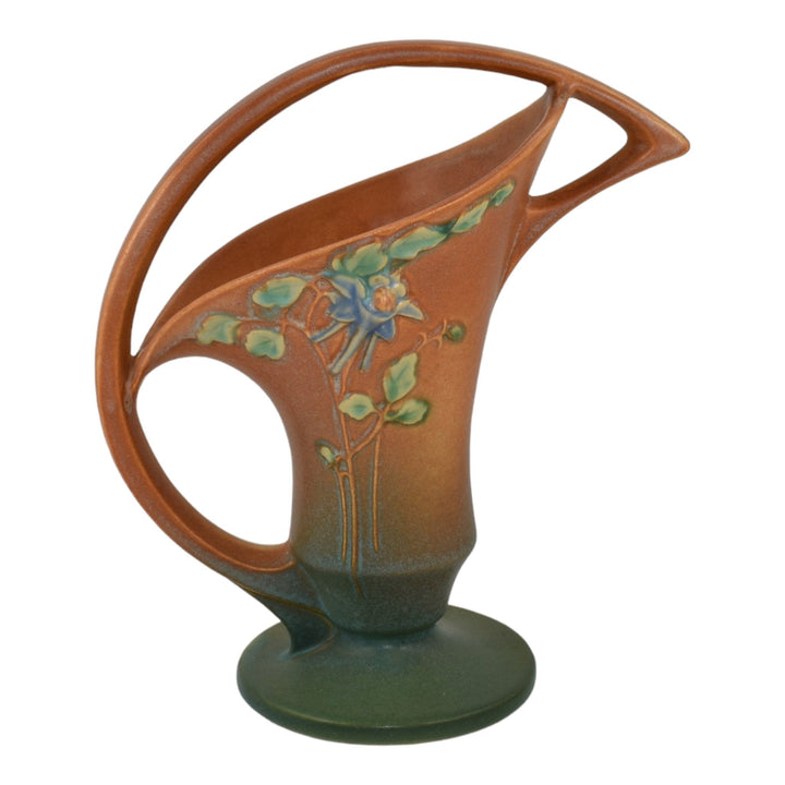 Roseville Columbine Brown 1941 Vintage Mid Century Modern Ceramic Basket 367-10