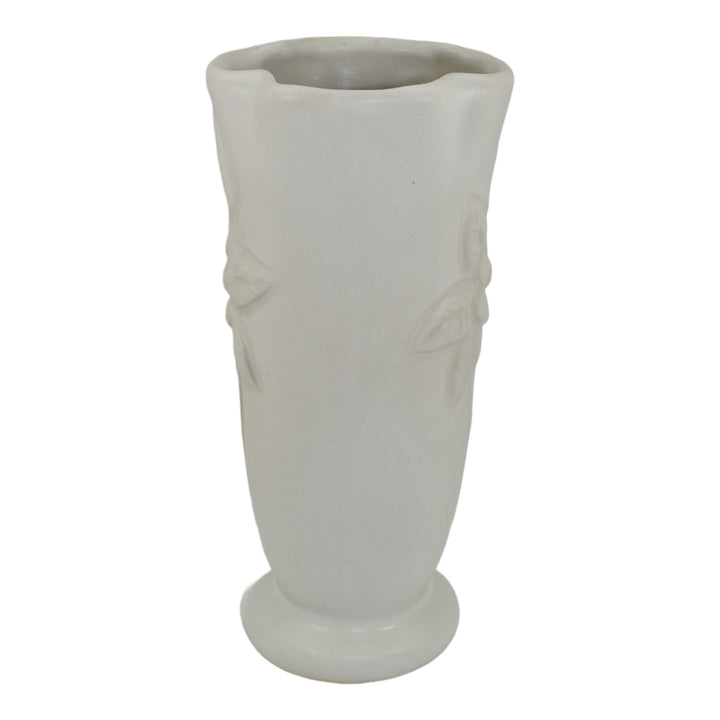 Van Briggle 1970s Vintage Art Deco Pottery Columbine White Ceramic Vase Key