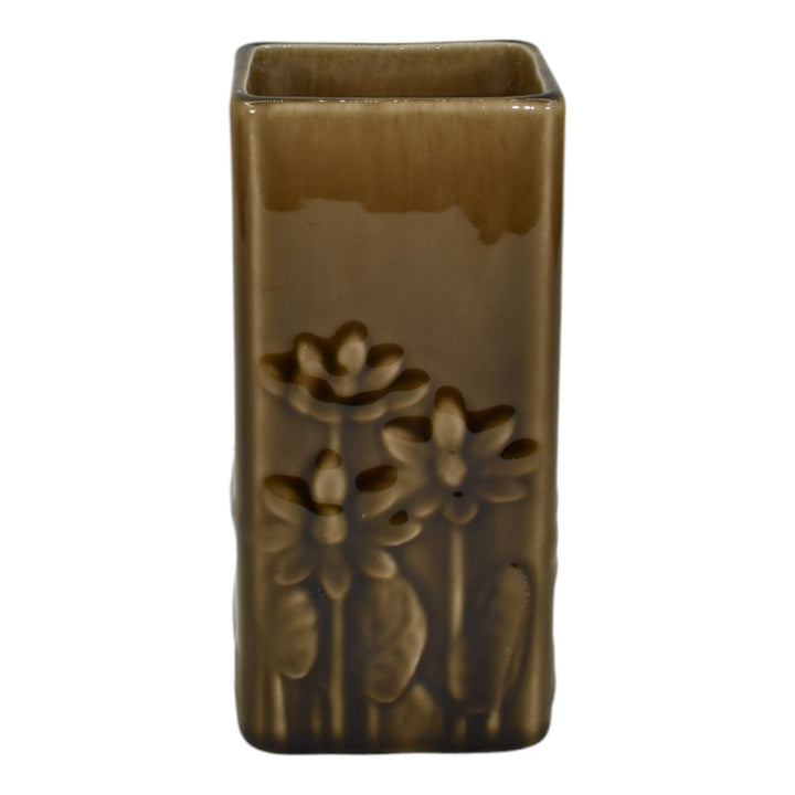 Rookwood 1950 Mid Century Modern Art Pottery High Glaze Brown Floral Vase 6434