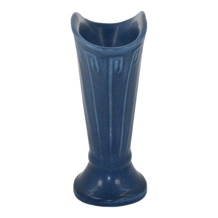 Rookwood 1929 Vintage Art Deco Pottery Matte Blue Fan Ceramic Vase 2937 - Just Art Pottery