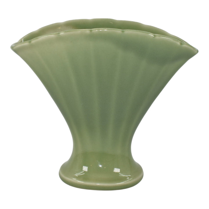 Rookwood 1946 Vintage Mid Century Modern Art Pottery Green Fan Ceramic Vase 2935