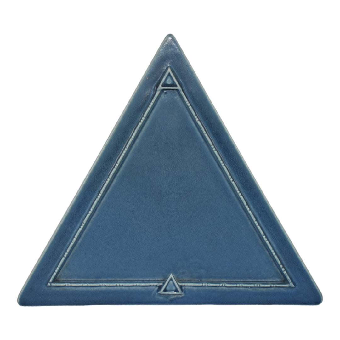Rookwood 1923 Vintage Arts And Crafts Pottery Blue Triangle Ceramic Frame Stand