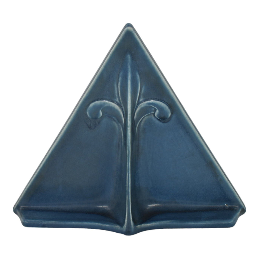 Rookwood 1923 Vintage Arts And Crafts Pottery Blue Triangle Ceramic Frame Stand