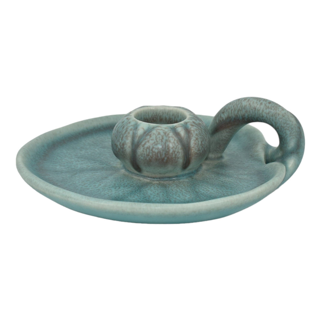 Rookwood 1924 Vintage Art Pottery Blue Lily Pad Ceramic Candle Holder 1067
