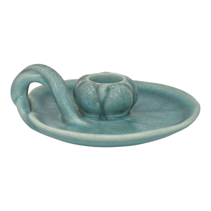 Rookwood 1924 Vintage Art Pottery Blue Lily Pad Ceramic Candle Holder 1067