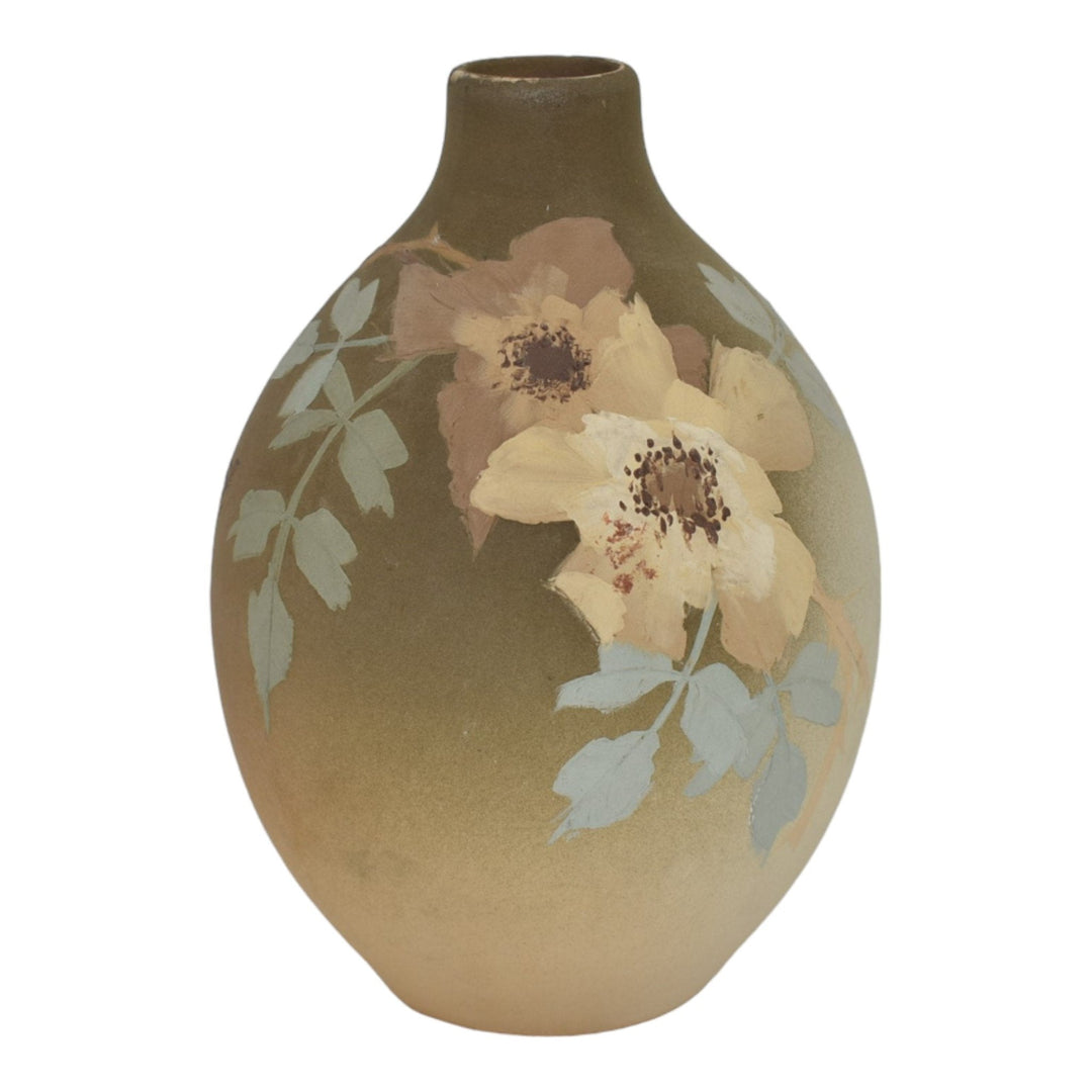 Owens Matte Utopian 1902 Vintage Art Pottery Pastel Floral Ceramic Vase Excel - Just Art Pottery