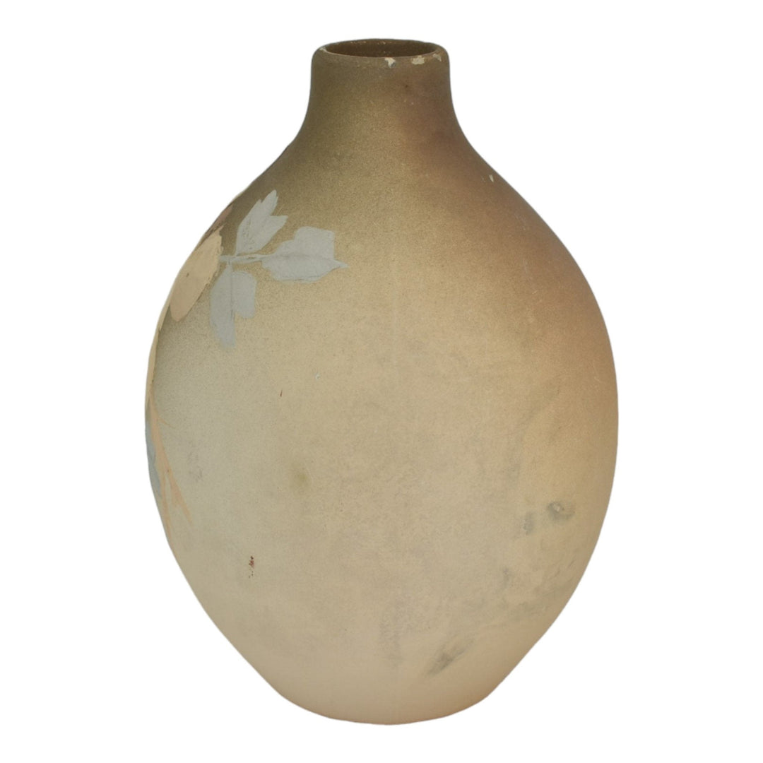 Owens Matte Utopian 1902 Vintage Art Pottery Pastel Floral Ceramic Vase Excel