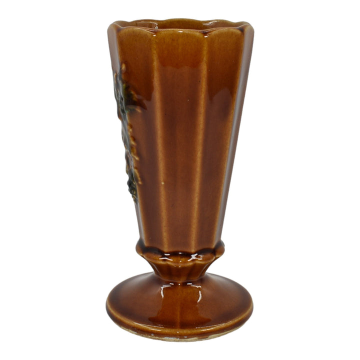 McCoy Antique Curio Line 1960s Mid Century Modern Pottery Grapes Brown Vase 1605