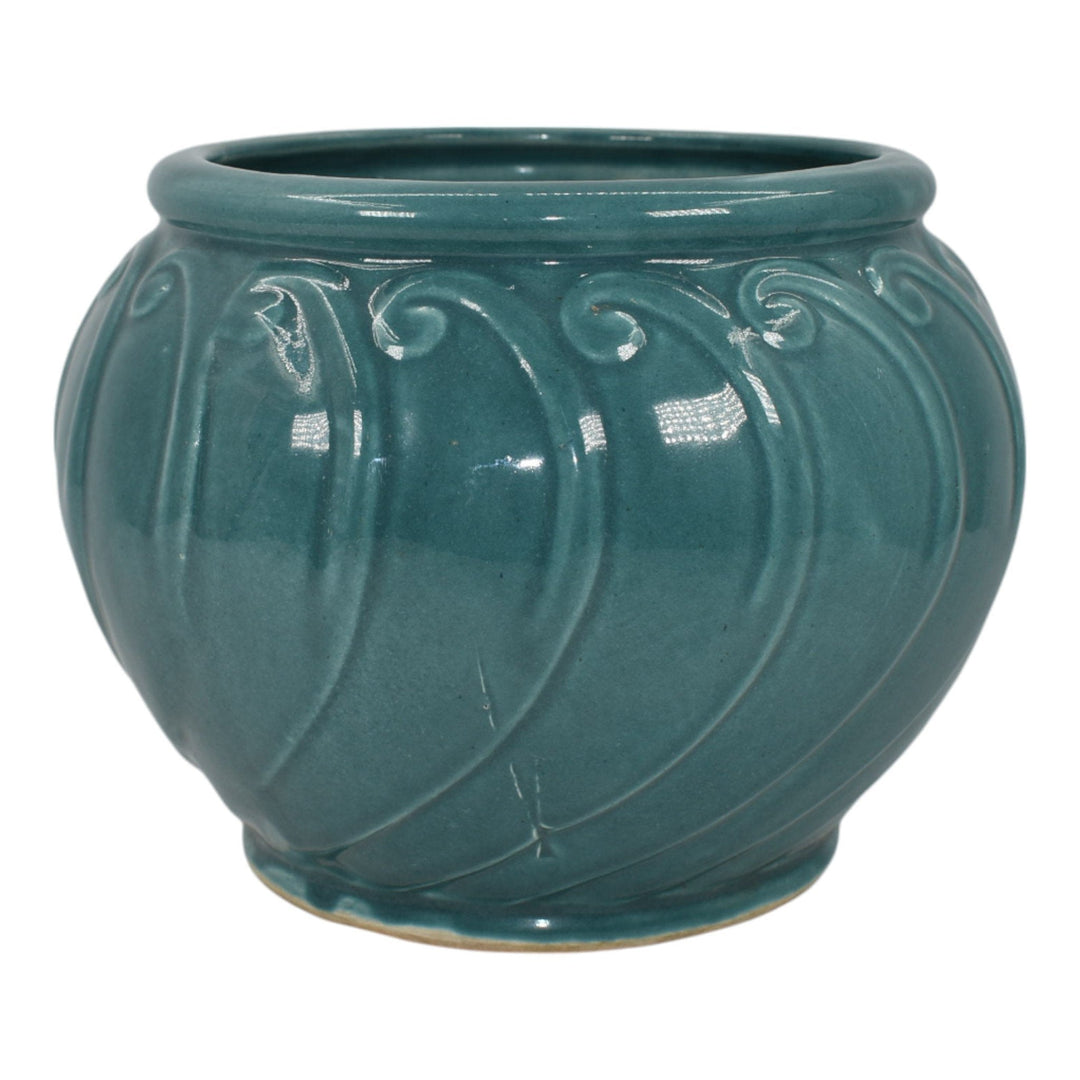 American Mid Century Modern Vintage Art Pottery Dark Turquoise Planter Vase 202