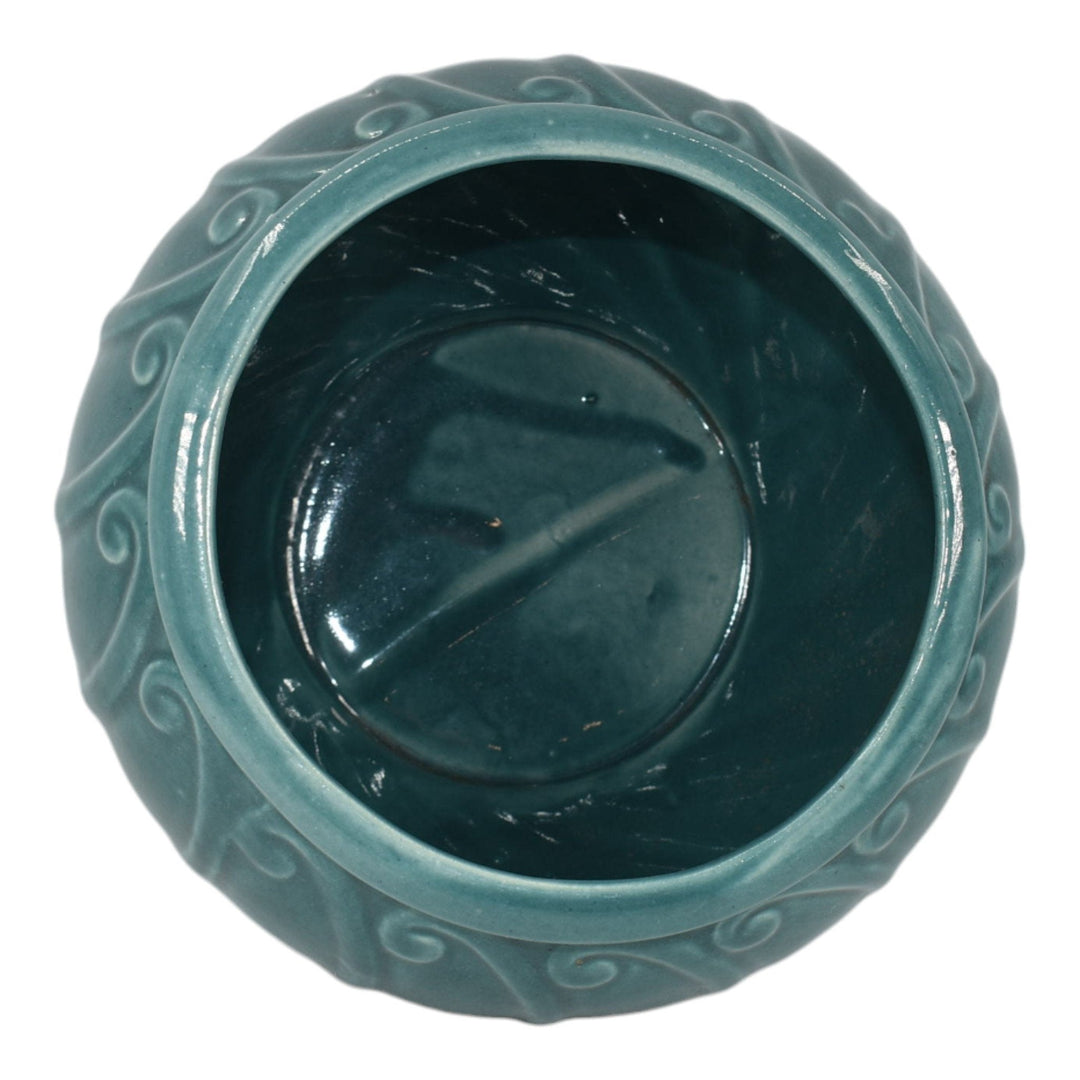 American Mid Century Modern Vintage Art Pottery Dark Turquoise Planter Vase 202