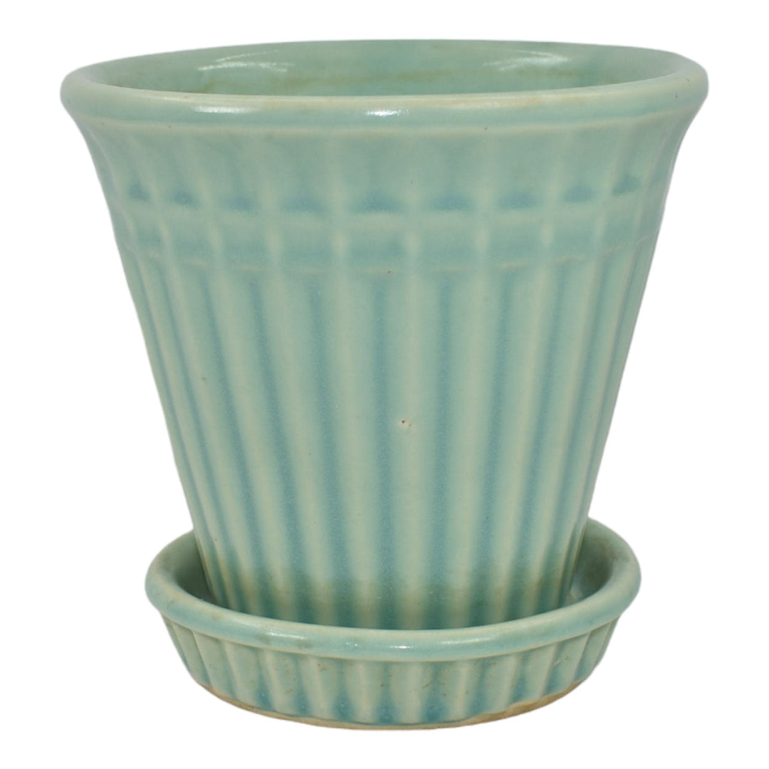 Shawnee 1950s Vintage Art Pottery Green Bow Knot Ceramic Flower Pot Planter