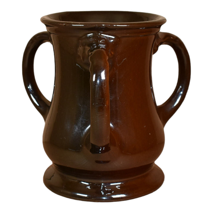 McCoy Loy-Nel-Art 1900s Art Pottery Standard Glaze Three Handled Loving Cup Mug
