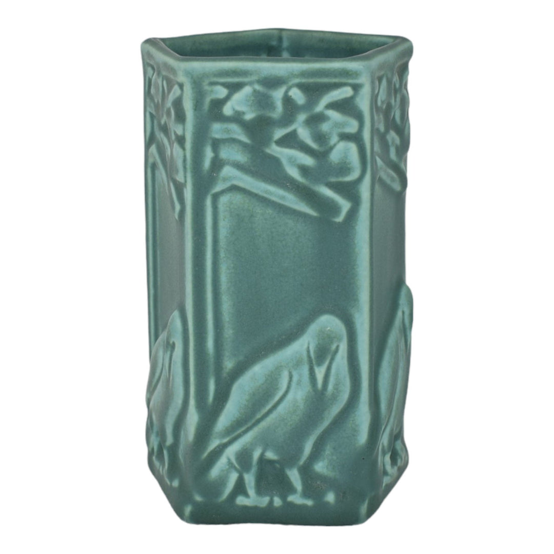 Rookwood 1931 Vintage Arts And Crafts Pottery Green Ceramic Crow Rook Vase 1795