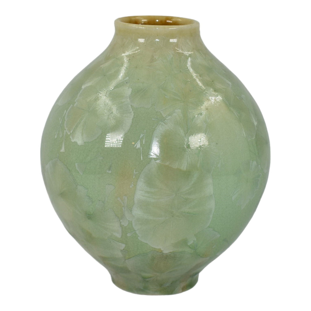 Redbrush Studio Art Pottery Crystalline Green Hand Made Ceramic Vase Smyth