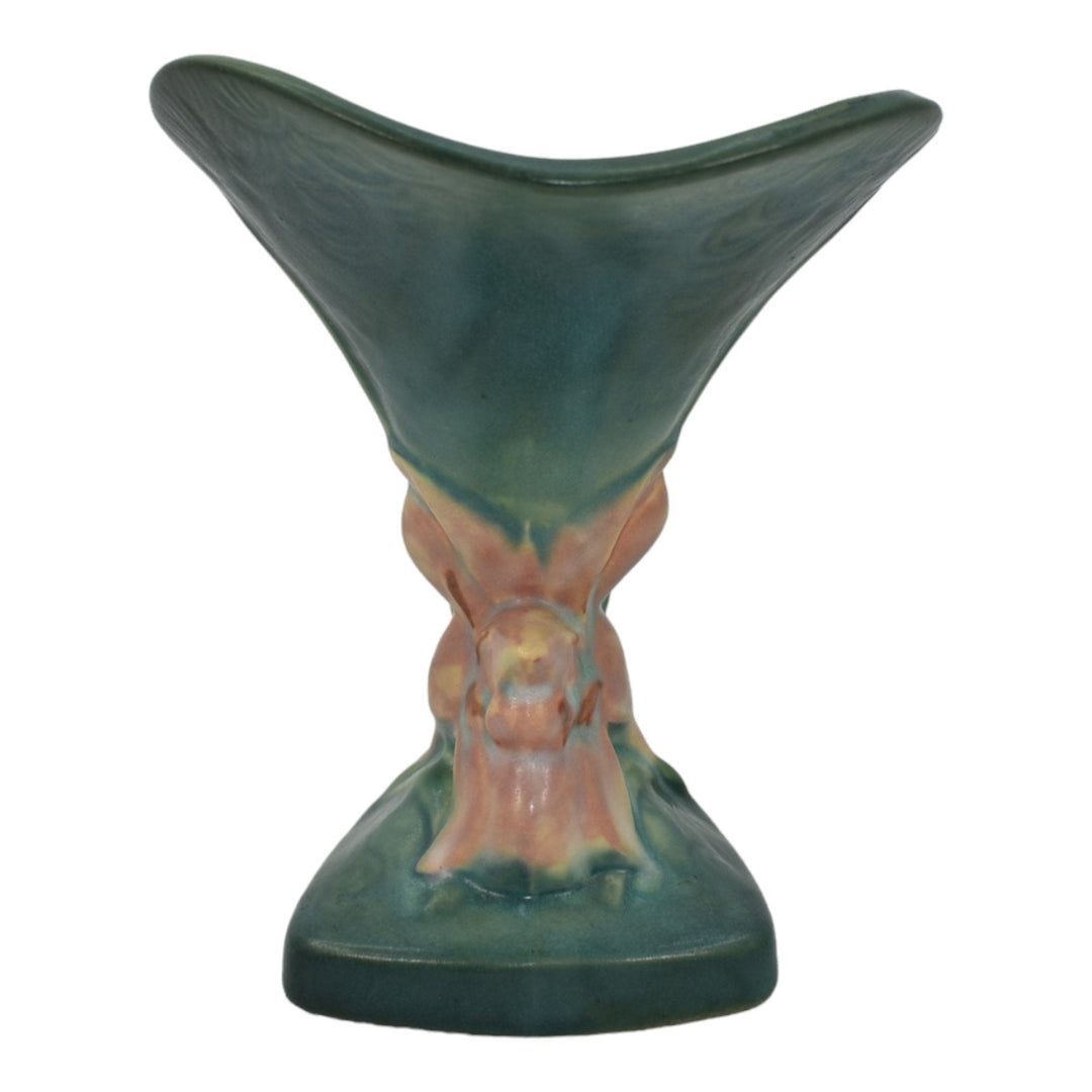Roseville Zephyr Lily Green 1946 Vintage Art Pottery Cornucopia Vase 203-6 - Just Art Pottery