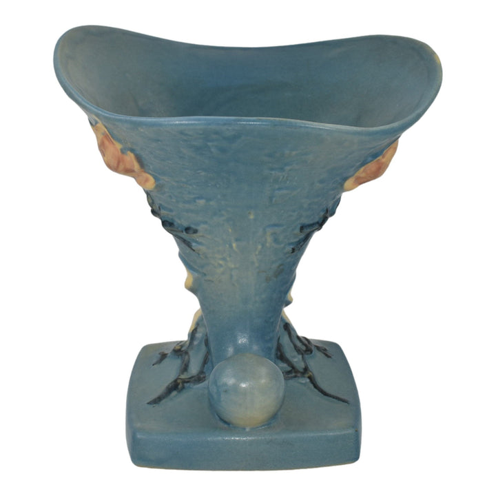 Roseville Magnolia Blue 1943 Vintage Art Pottery Ceramic Cornucopia Vase 185-8