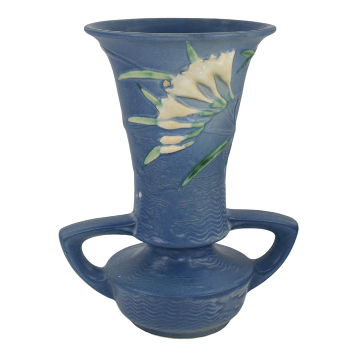 Roseville Freesia Blue 1945 Vintage Art Pottery Ceramic Vase 124-9