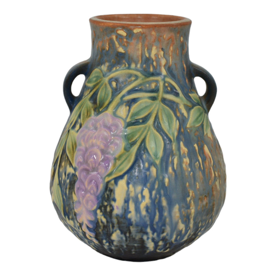 Roseville Wisteria Blue 1933 Vintage Art Deco Pottery Ceramic Vase 631-6