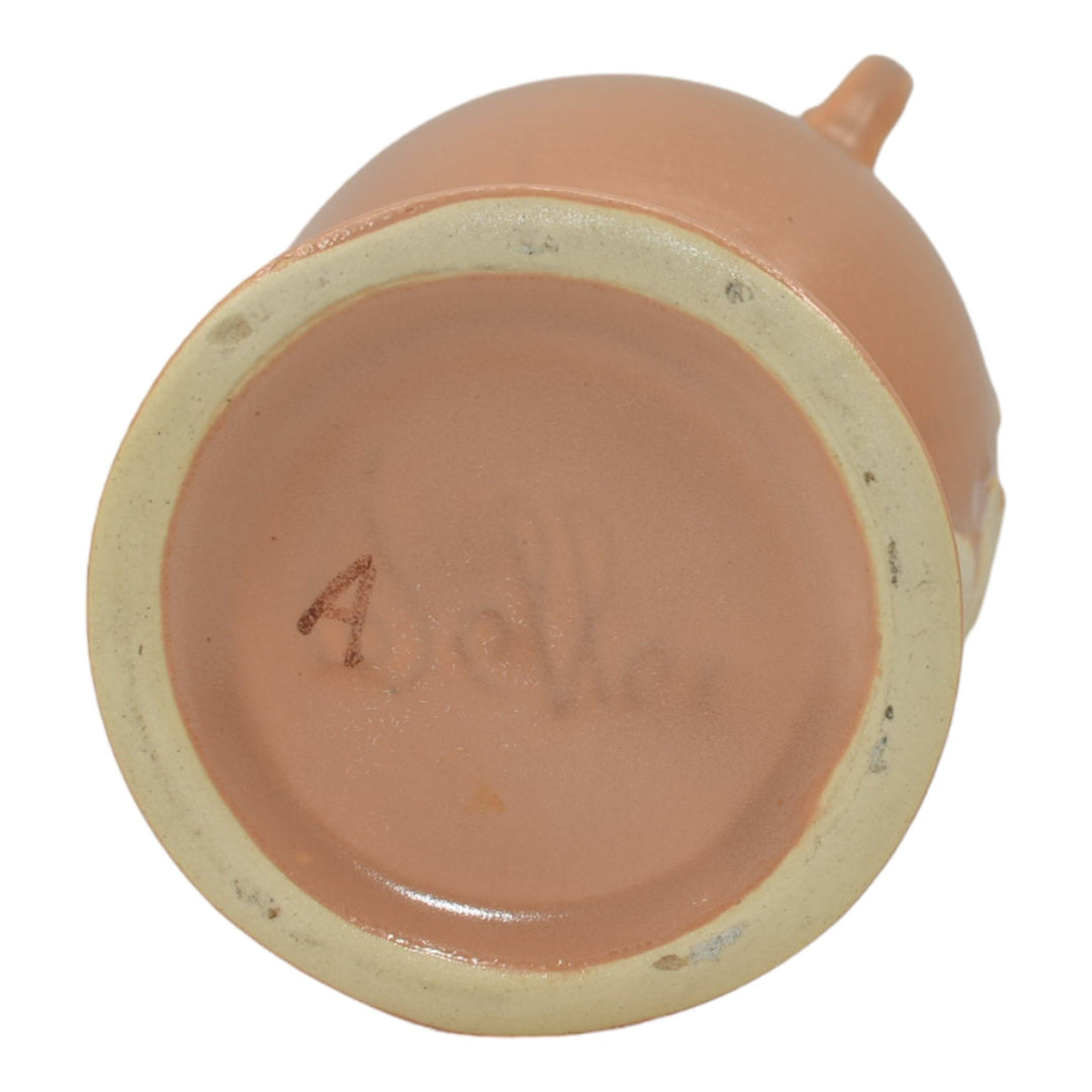 Weller Cameo Late 1930s Vintage Art Deco Pottery Handled Tan Ceramic Vase - Just Art Pottery