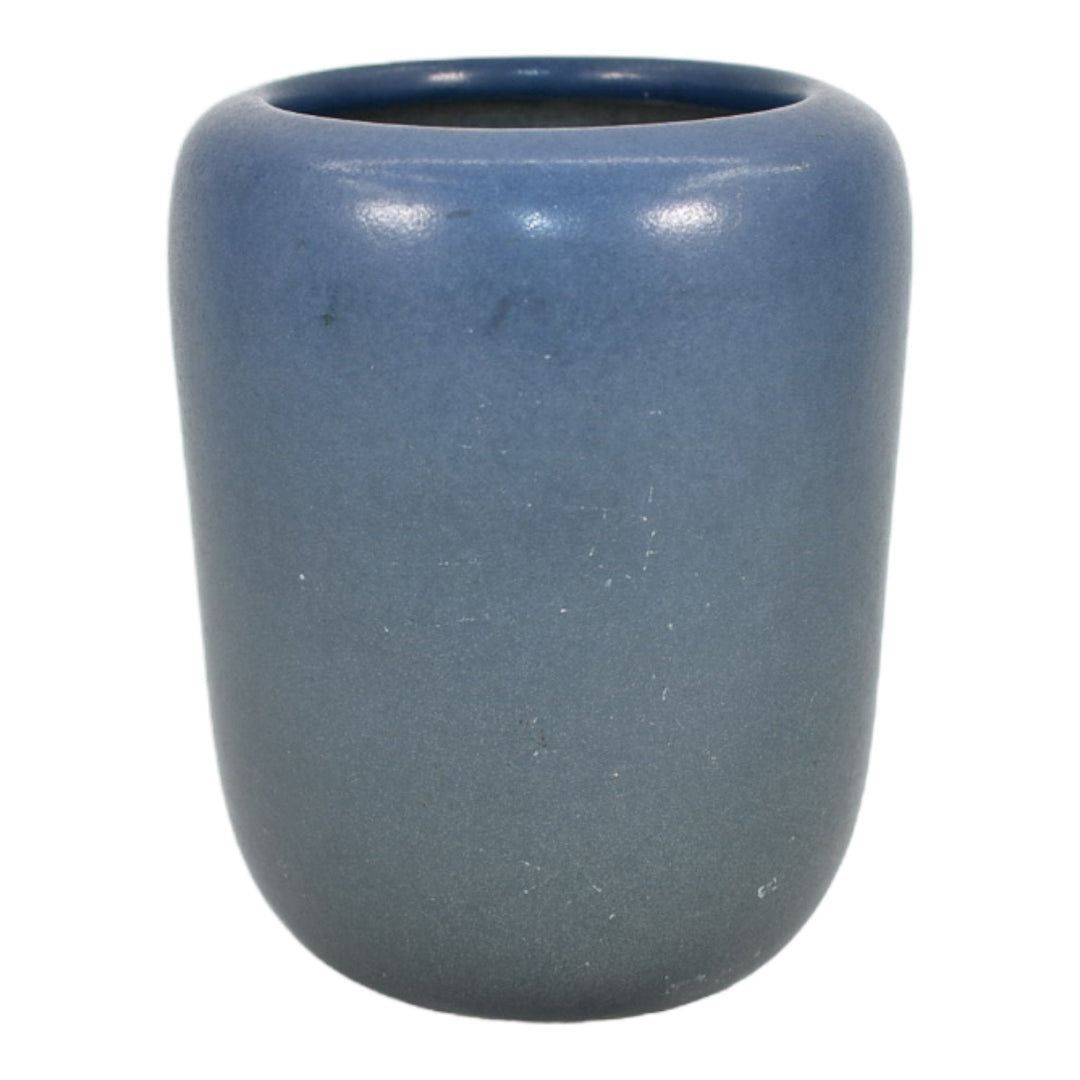 North Dakota School of Mines Vintage Art Pottery Blue Trial Glaze Vase Hammers