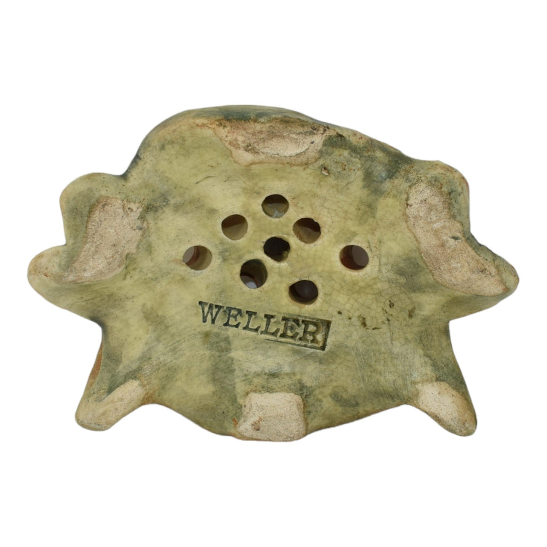 Weller Muskota 1920s Vintage Art Pottery Brown Small Crab Ceramic Flower Frog