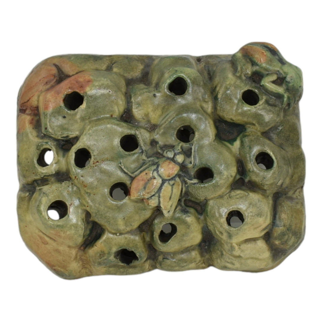 Weller Muskota 1920s Vintage Art Pottery Fly Frog And Rocks Ceramic Flower Frog