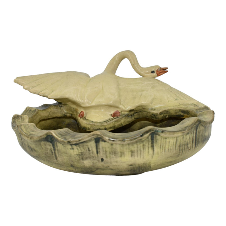 Weller Muskota 1920s Vintage Art Pottery Goose With Wings Spread Ceramic Bowl