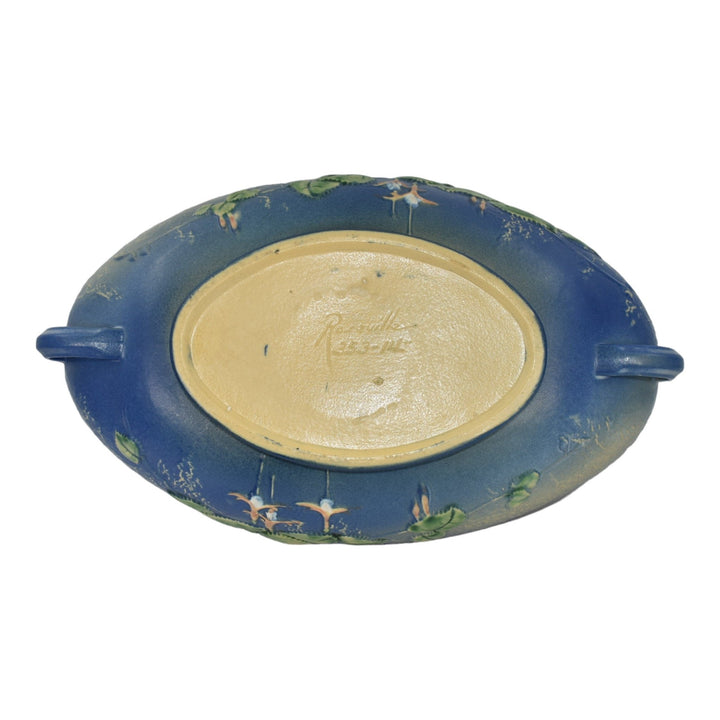 Roseville Fuchsia Blue 1938 Vintage Art Pottery Ceramic Console Bowl 353-14