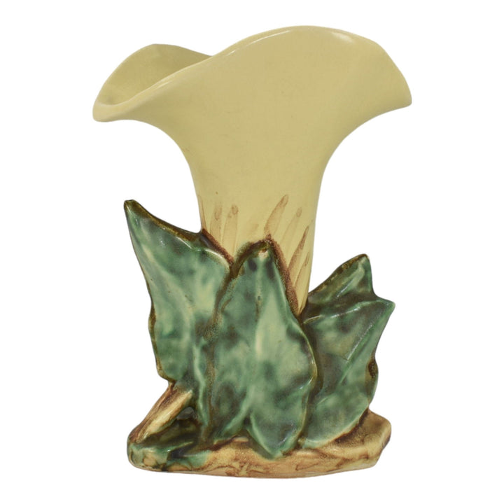 McCoy 1947 Mid Century Modern Art Pottery Yellow Lily Bud Flower Form Vase 73