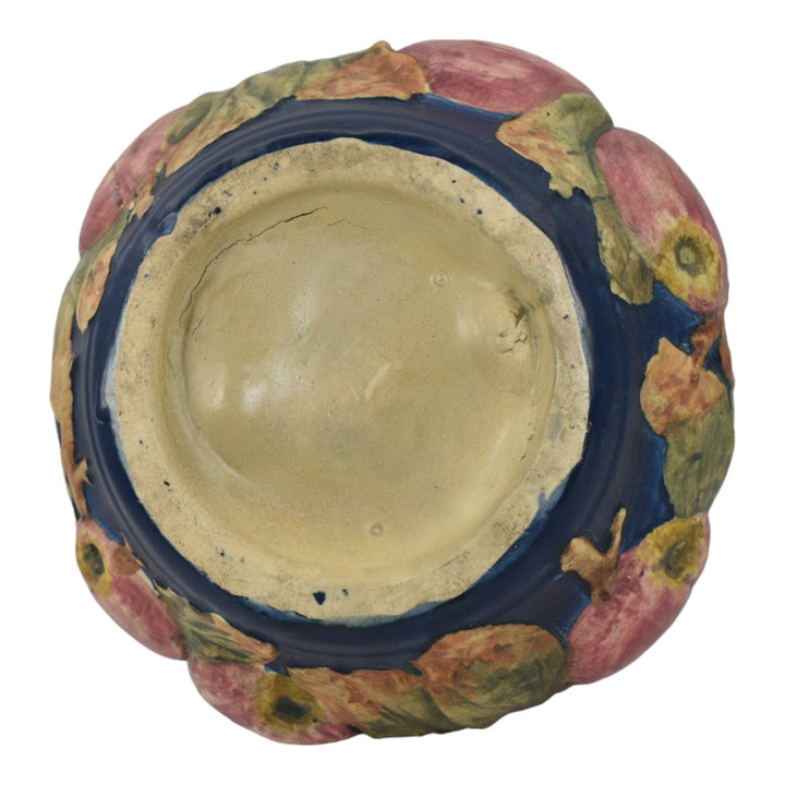Weller Baldin 1915-20 Vintage Art Pottery Red Apple Blue Ceramic Large Vase