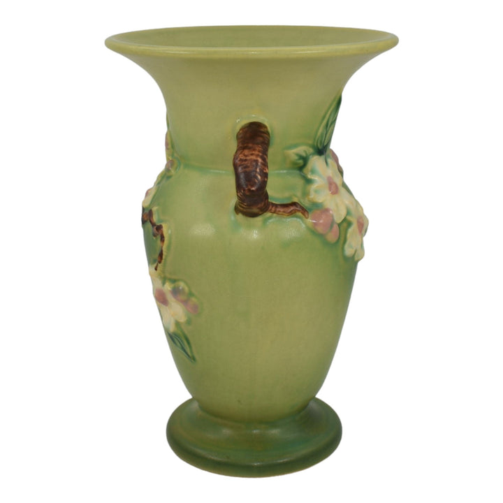 Roseville Apple Blossom Green 1949 Mid Century Modern Pottery Ceramic Vase 385-8 - Just Art Pottery