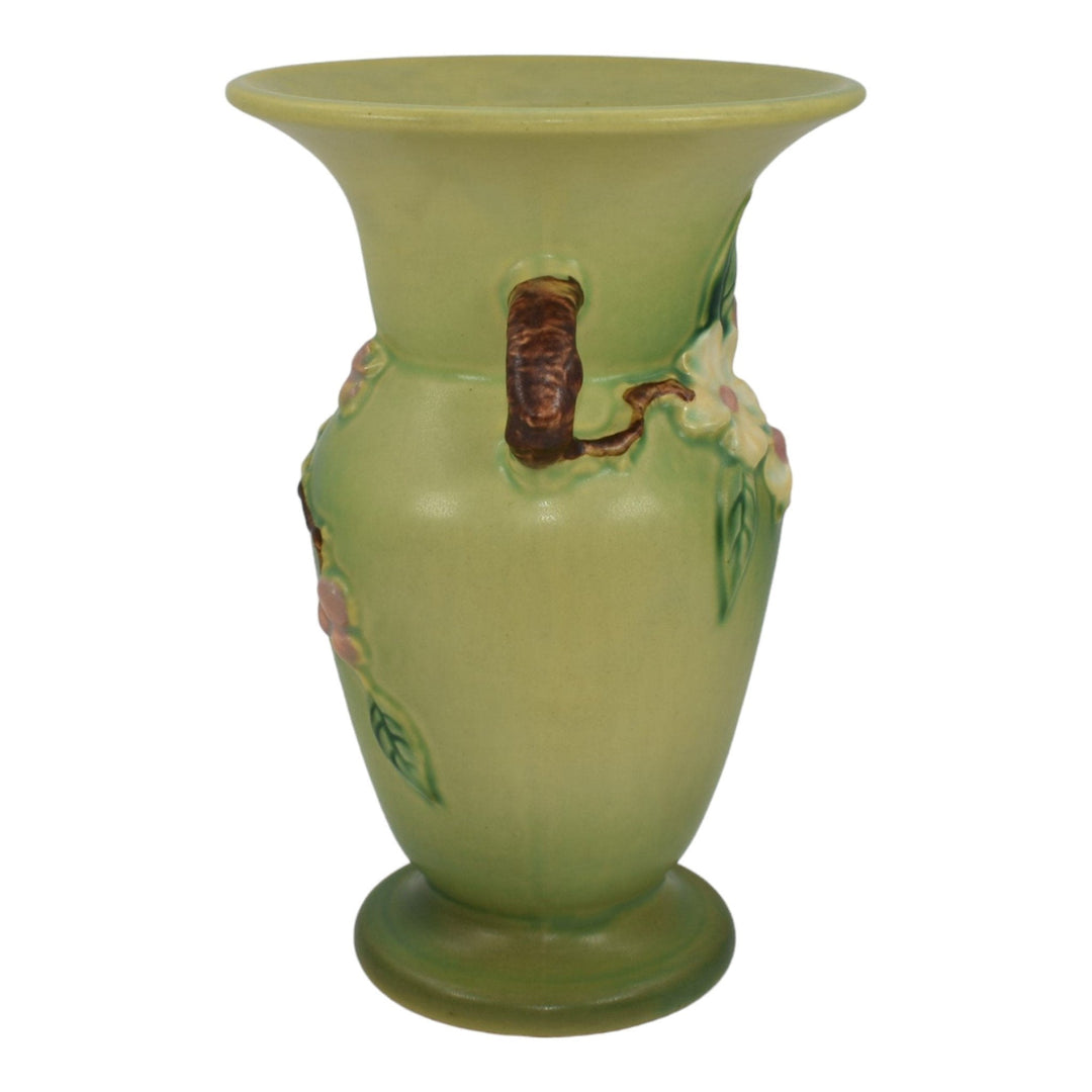 Roseville Apple Blossom Green 1949 Mid Century Modern Pottery Ceramic Vase 385-8 - Just Art Pottery