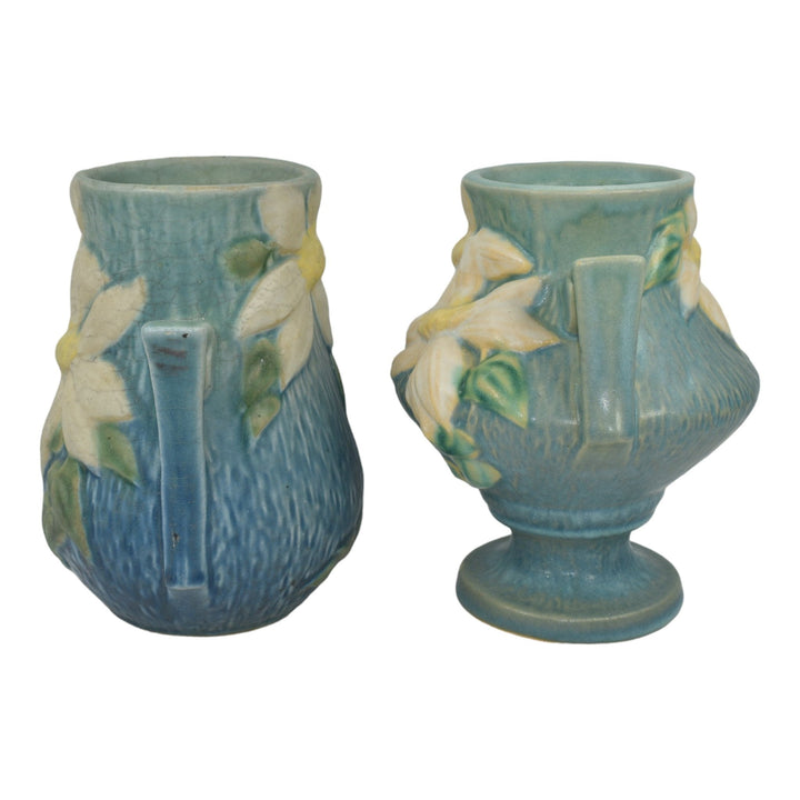 Roseville Clematis Blue 1944 Mid Century Modern Art Pottery Vases 103-6 188-6