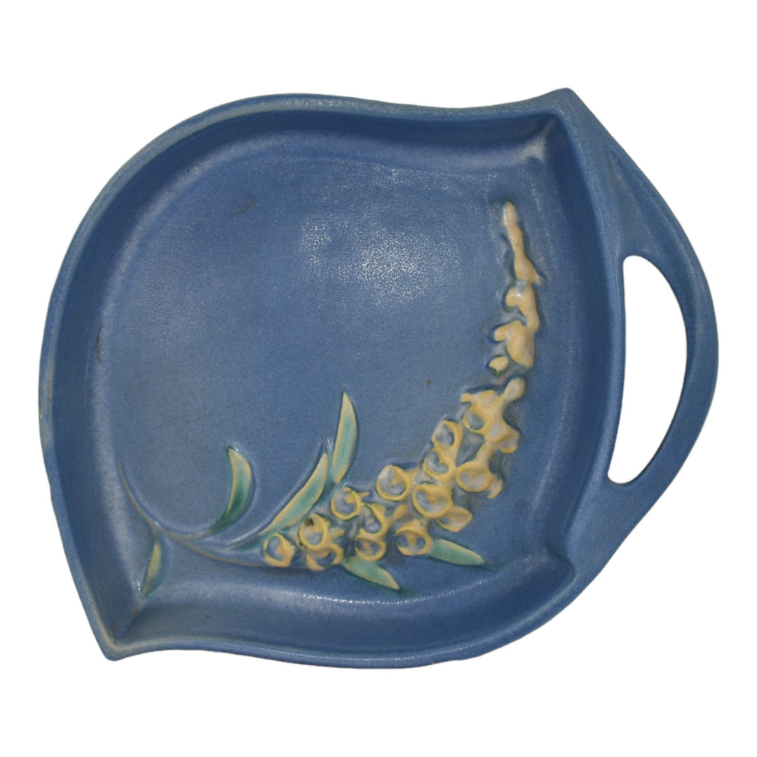 Roseville Foxglove Blue 1942 Mid Century Modern Art Pottery Ceramic Tray 419-8