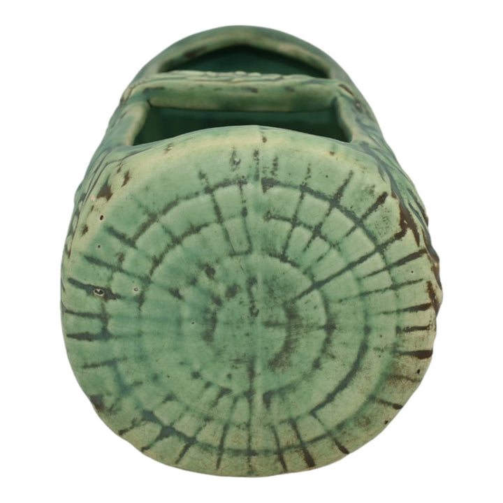 Weller Marvo 1920s Vintage Art Pottery Green Footed Ceramic Log Planter