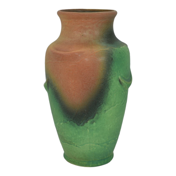 Weller Elberta 1930s Art Deco Pottery Crescent Design Green Brown Ceramic Vase