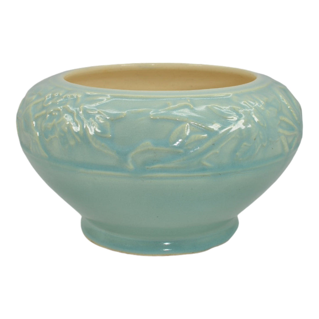 Weller Breton 1920s Vintage Art Deco Pottery Aqua Green Ceramic Bowl