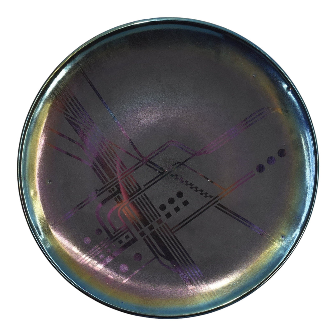 Terry Emrick Studio Art Pottery Hand Made Iridescent Modern Design Wall Plate