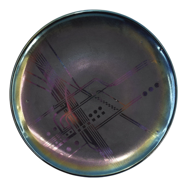 Terry Emrick Studio Art Pottery Hand Made Iridescent Modern Design Wall Plate