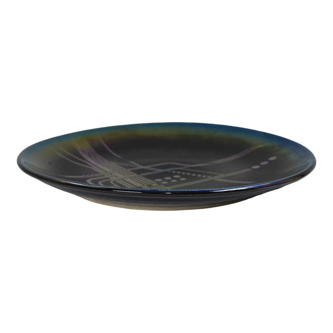 Terry Emrick Studio Art Pottery Hand Made Iridescent Modern Design Wall Plate