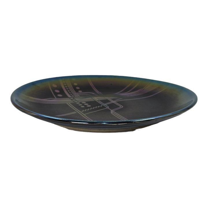 Terry Emrick Studio Art Pottery Hand Made Iridescent Modern Design Wall Plate