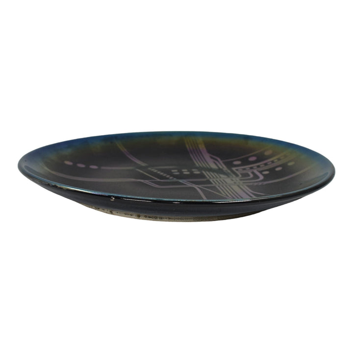 Terry Emrick Studio Art Pottery Hand Made Iridescent Modern Design Wall Plate