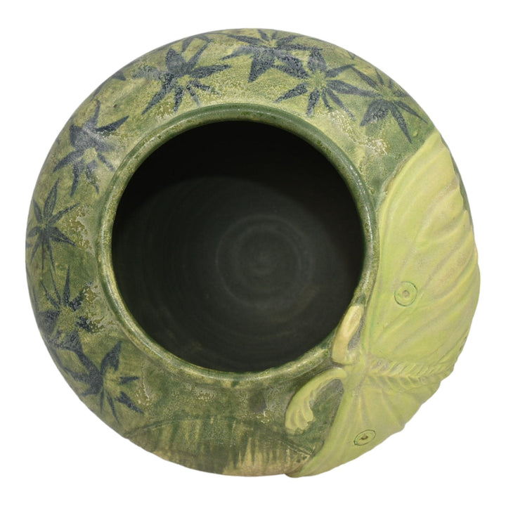 Freiwald Studio Art Pottery Contemporary Hand Made Green Ceramic Moth Vase