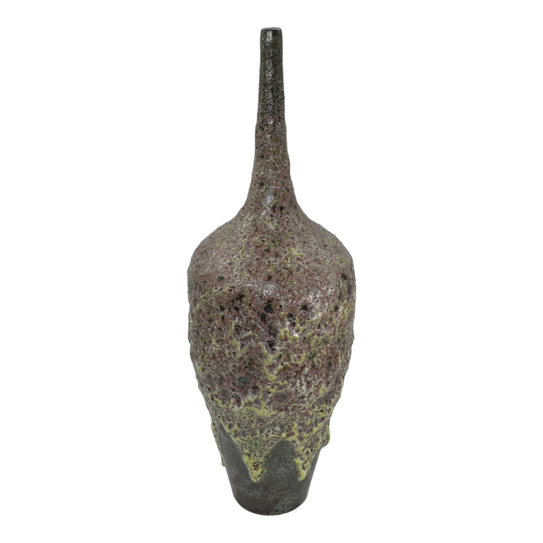 Freiwald Studio Pottery Hand Made Mottled Lava Glaze Purple Ceramic Floor Vase - Just Art Pottery