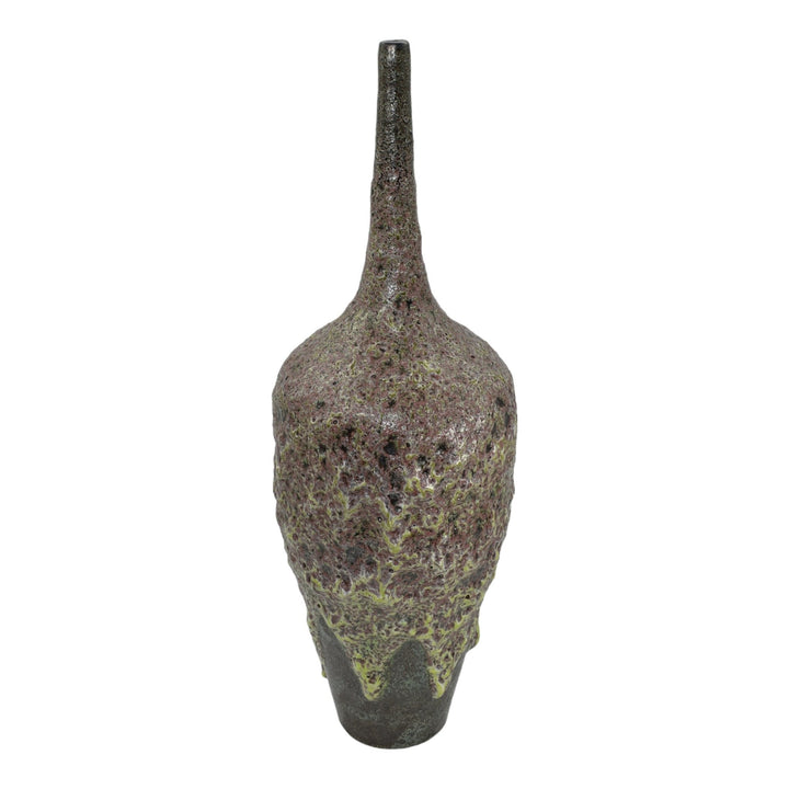 Freiwald Studio Pottery Hand Made Mottled Lava Glaze Purple Ceramic Floor Vase - Just Art Pottery