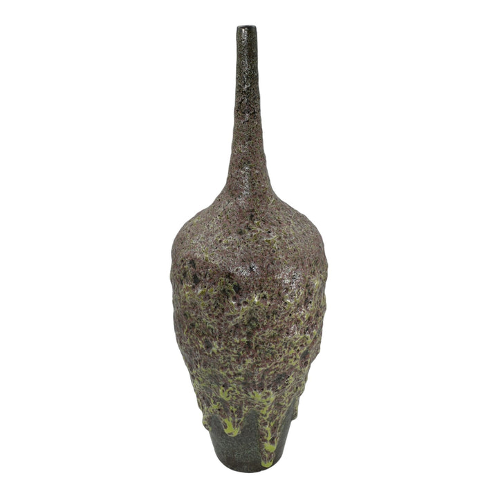Freiwald Studio Pottery Hand Made Mottled Lava Glaze Purple Ceramic Floor Vase - Just Art Pottery