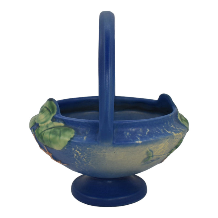 Roseville Fuchsia Blue 1938 Vintage Pottery Ceramic Basket Flower Frog 350-8