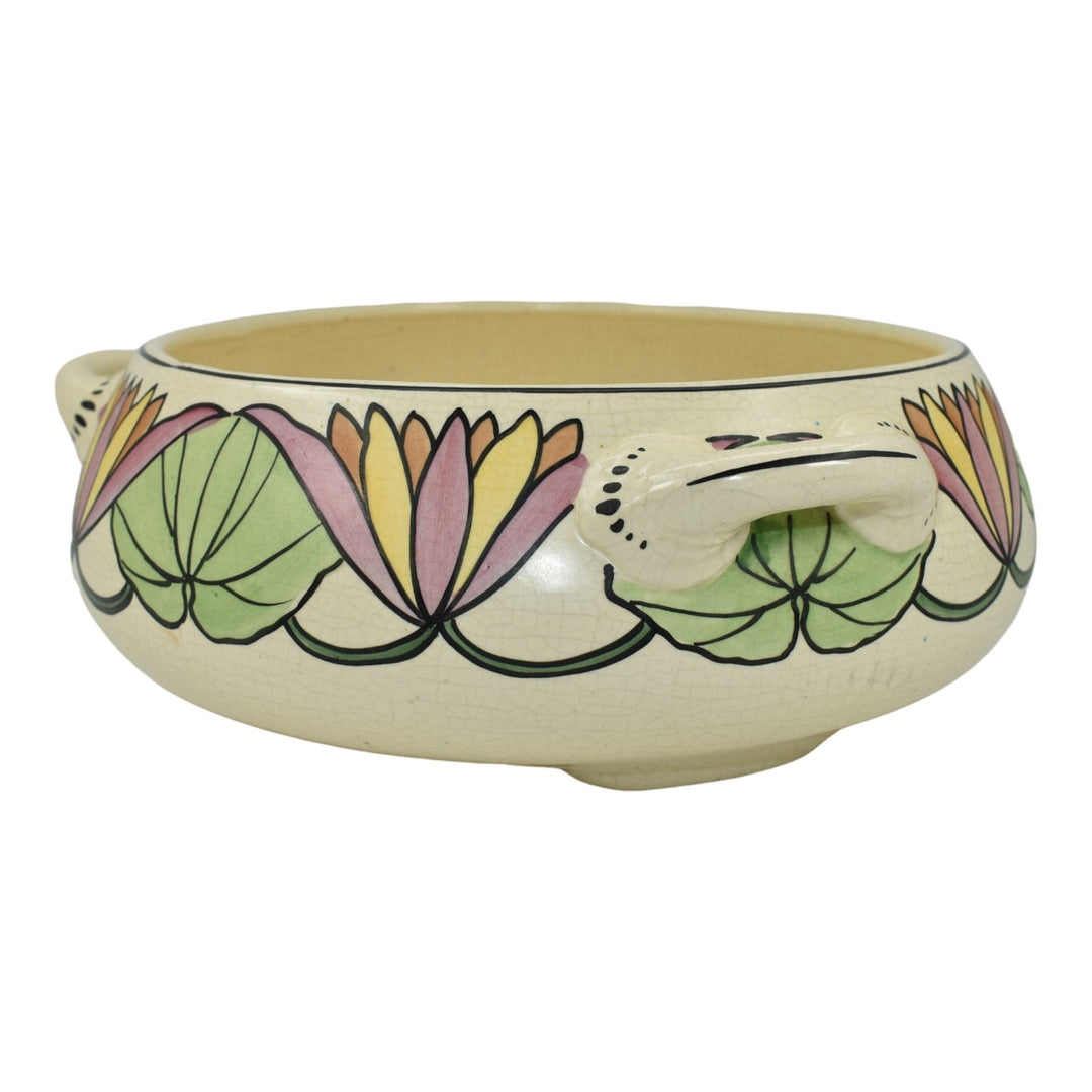 Roseville Persian Creamware 1916 Vintage Pottery Floral Handled Ceramic Bowl 316
