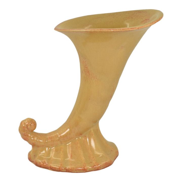 Roseville Tourmaline Orange Yellow 1933 Art Deco Pottery Ceramic Cornucopia Vase