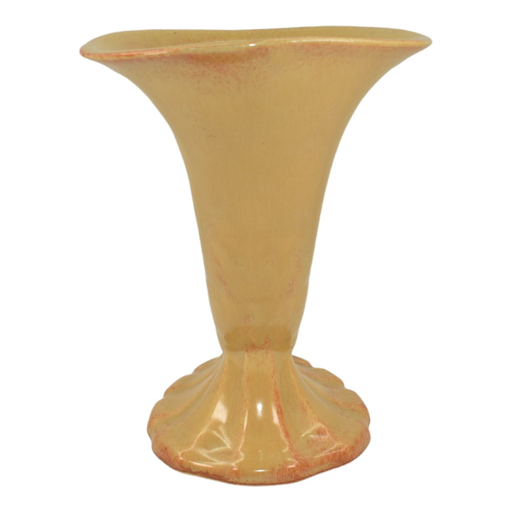 Roseville Tourmaline Orange Yellow 1933 Art Deco Pottery Ceramic Cornucopia Vase - Just Art Pottery